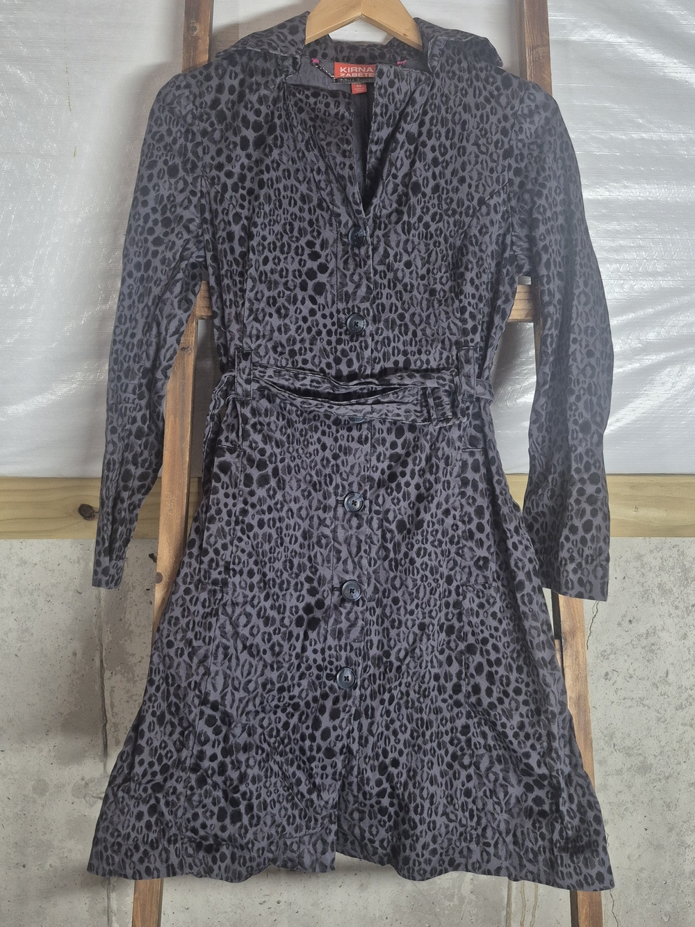 Black Leopard Print Button-Front Dress
